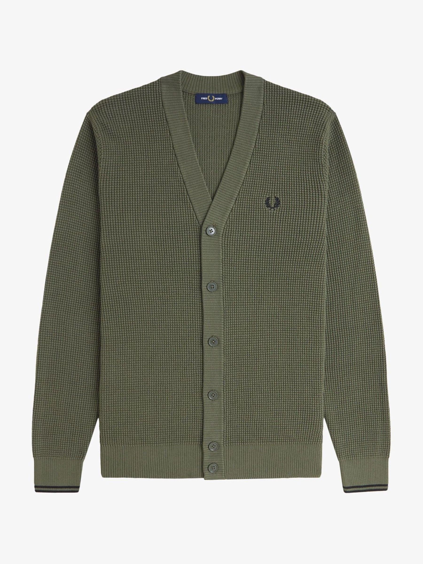 Buy Fred Perry Green Waffle Stitch Cardigan from Next France
