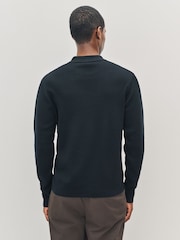 Fred Perry Button Through Knitted Black Shirt - Image 3 of 5