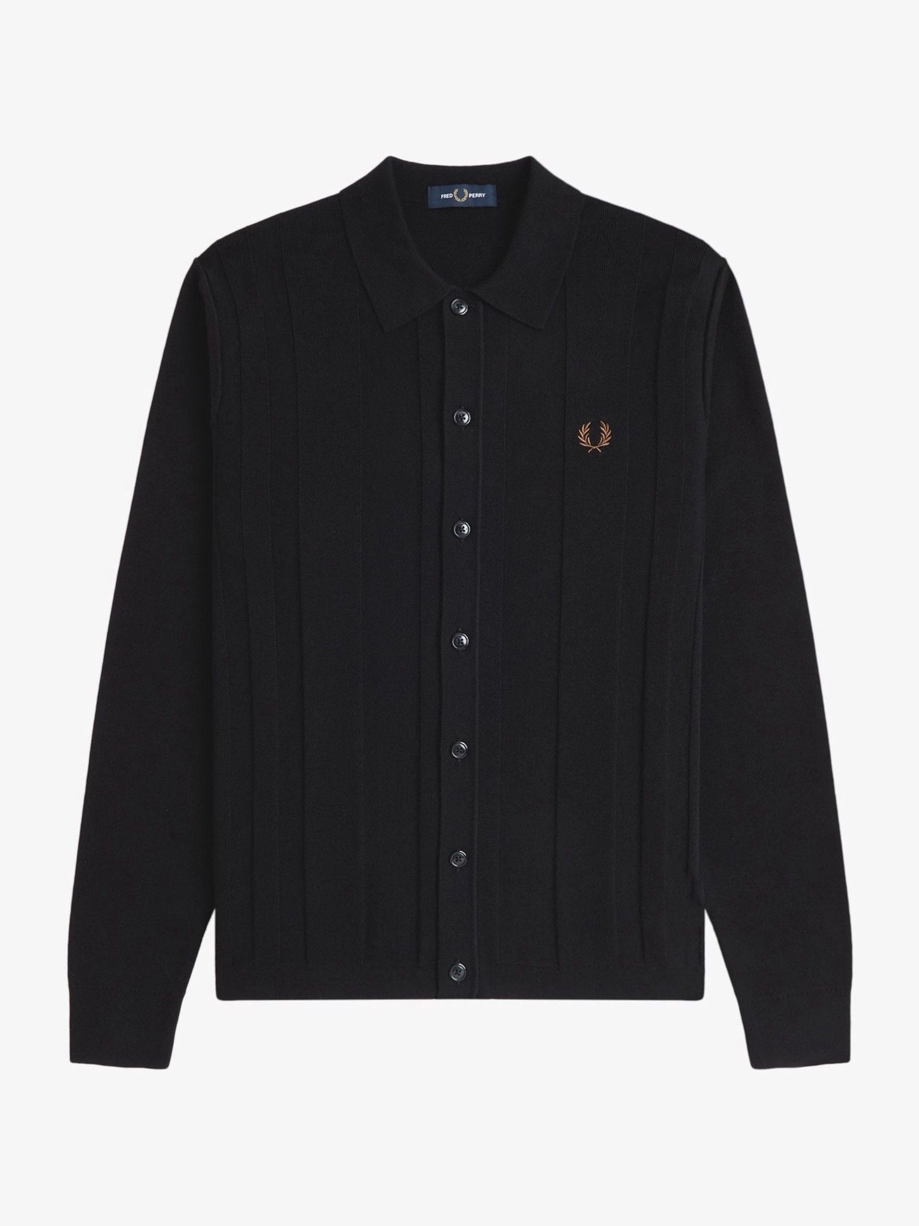 Buy Fred Perry Black Button Through Knitted Shirt from Next USA