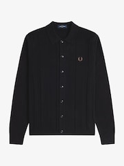 Fred Perry Button Through Knitted Black Shirt - Image 5 of 5