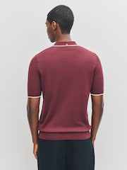 Fred Perry Red Pique Stitch Knitted Shirt - Image 3 of 6