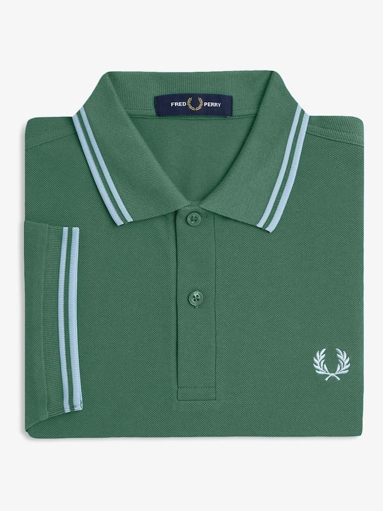Fred Perry Green Twin Tipped Polo Shirt - Image 6 of 6