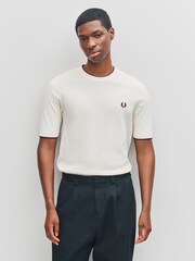 Fred Perry Natural Pique Stitch Knitted T-Shirt - Image 1 of 5