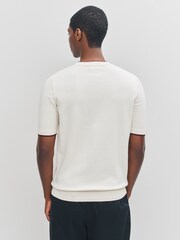Fred Perry Natural Pique Stitch Knitted T-Shirt - Image 2 of 5