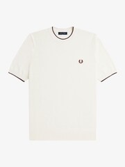 Fred Perry Natural Pique Stitch Knitted T-Shirt - Image 5 of 5