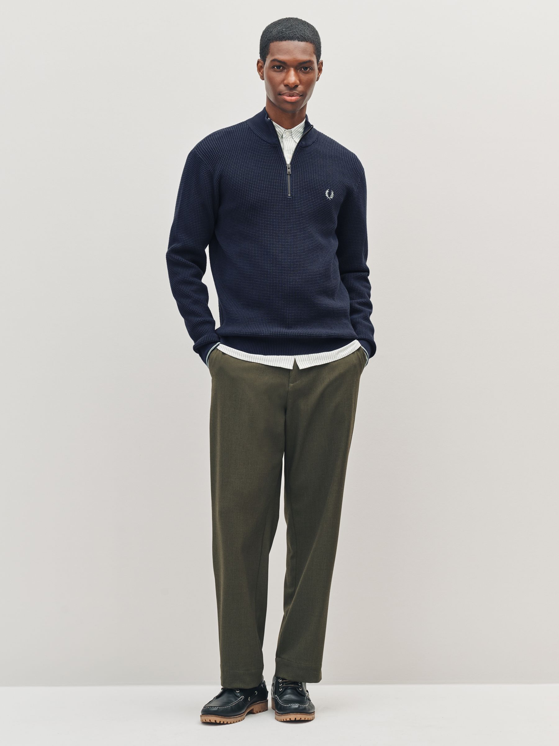 Buy Fred Perry Blue Waffle Stitch Half Zip Jumper from the Next UK