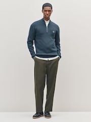 Fred Perry Blue Waffle Stitch Half Zip Jumper - Image 2 of 5