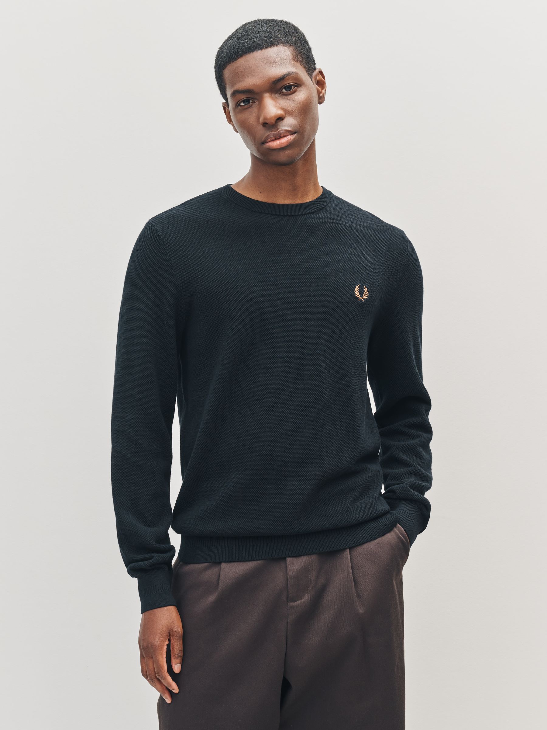 フレッドペリー Pique Stitch Jumper 黒 S Buy Fred Perry Black Pique Stitch Jumper from Next USA