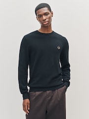 Fred Perry Black Pique Stitch Jumper - Image 1 of 5