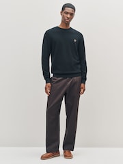 Fred Perry Black Pique Stitch Jumper - Image 2 of 5