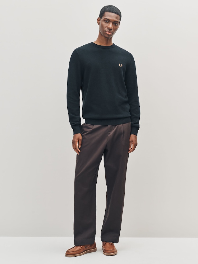 Fred Perry Black Pique Stitch Jumper - Image 2 of 5