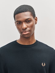 Fred Perry Black Pique Stitch Jumper - Image 4 of 5