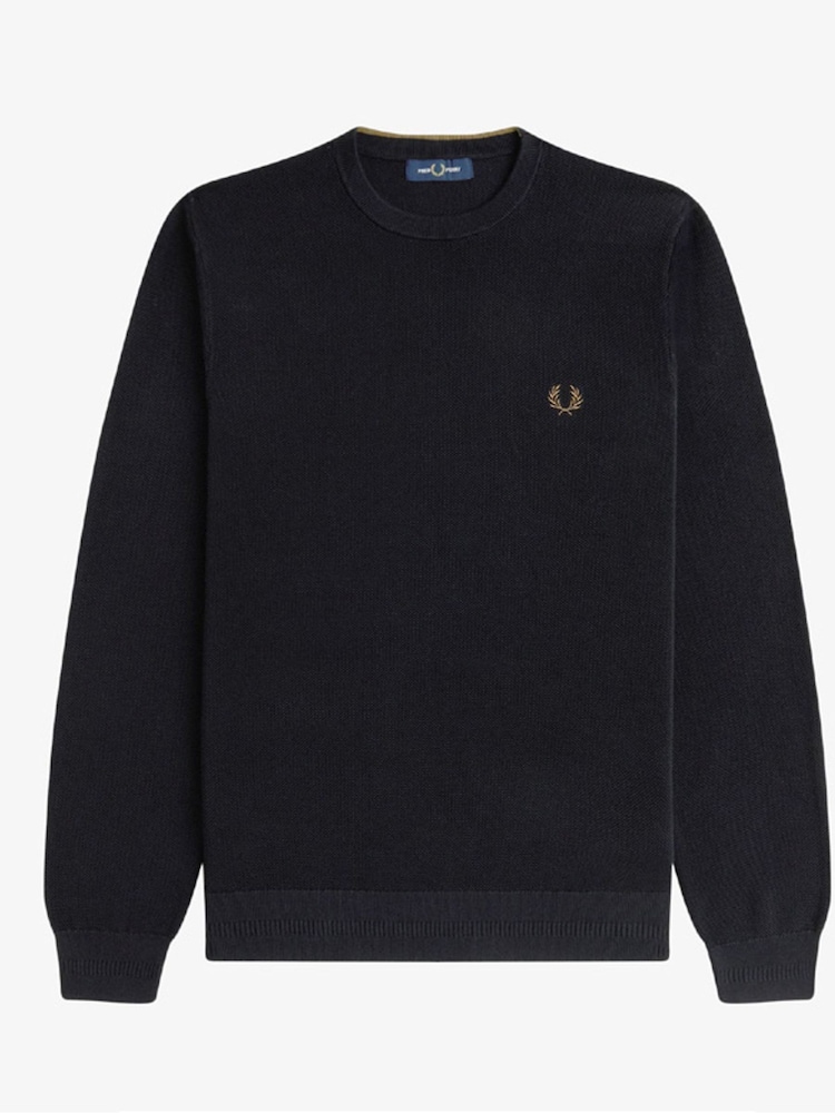 Fred Perry Black Pique Stitch Jumper - Image 5 of 5