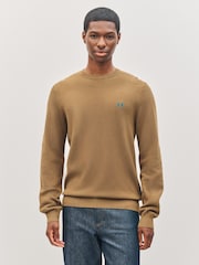 Fred Perry Pique Stitch Brown Jumper - Image 1 of 7
