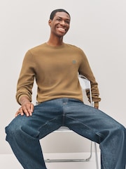 Fred Perry Pique Stitch Brown Jumper - Image 3 of 7