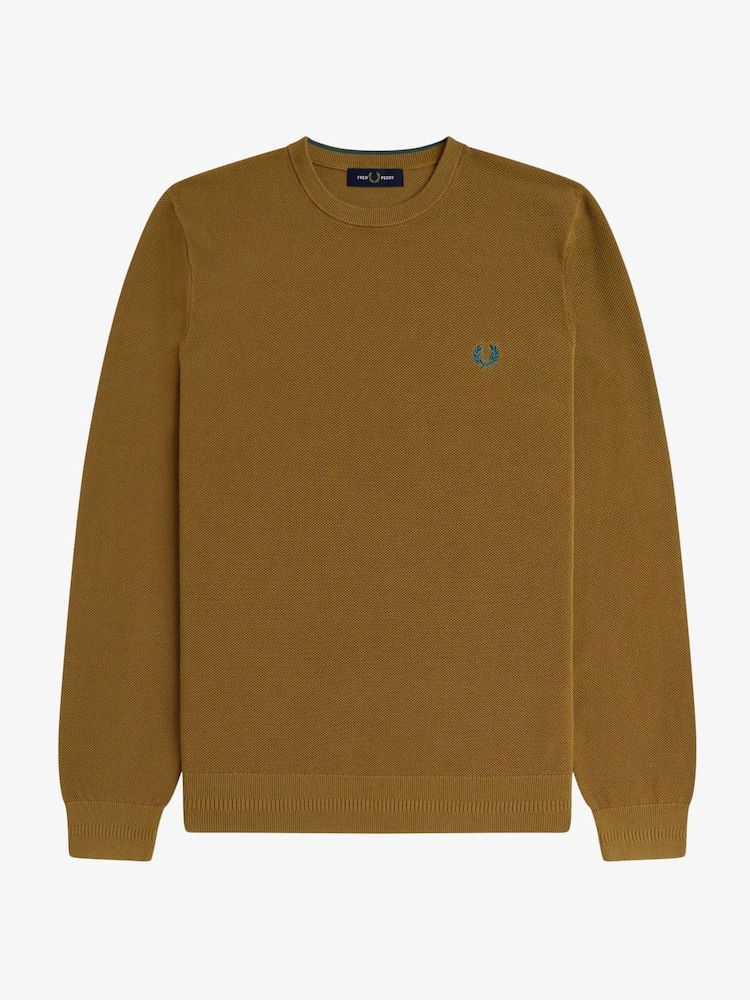 Fred Perry Pique Stitch Brown Jumper - Image 7 of 7