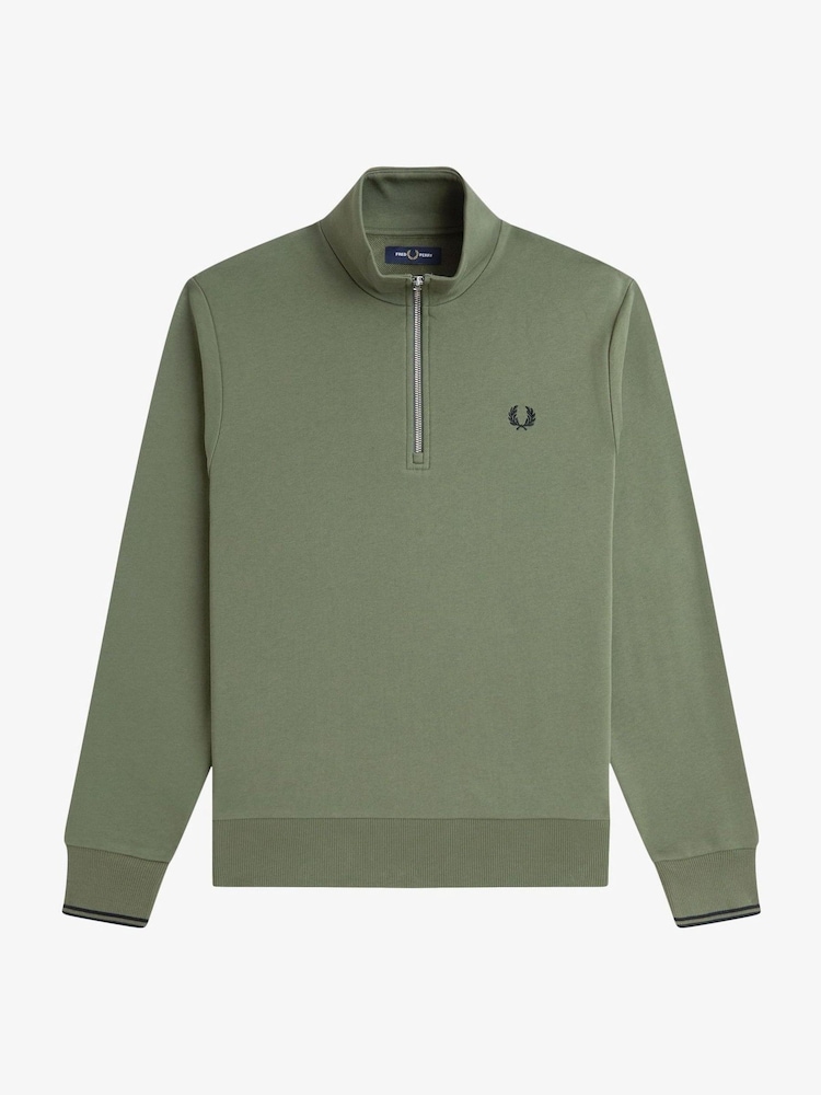 Fred Perry Green Half Zip Sweatshirt - Image 1 of 1