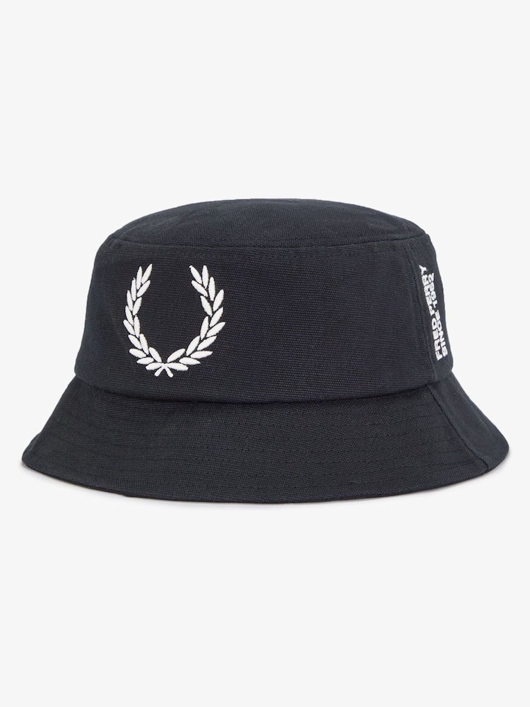 Fred Perry Bold Branding Canvas Bucket Black Hat - Image 1 of 1