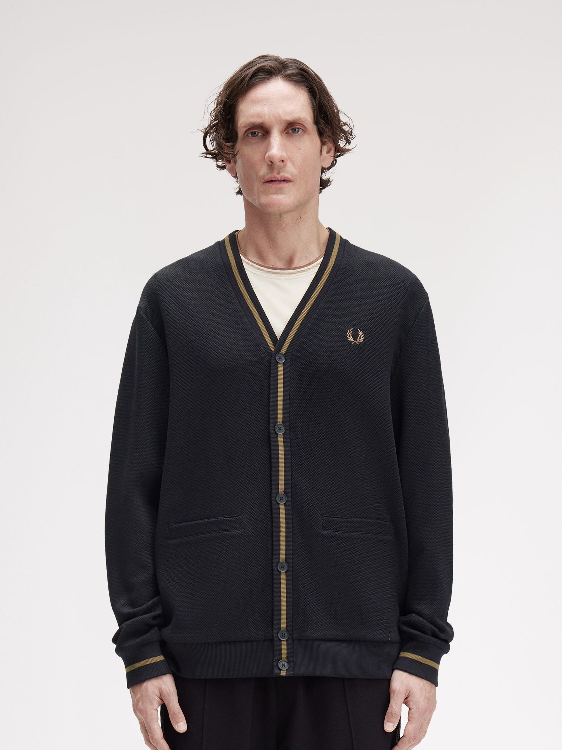 【puchi】fred perry カーディガン（美品） Buy Fred Perry Tipped Pique Texture Black Cardigan from Next USA