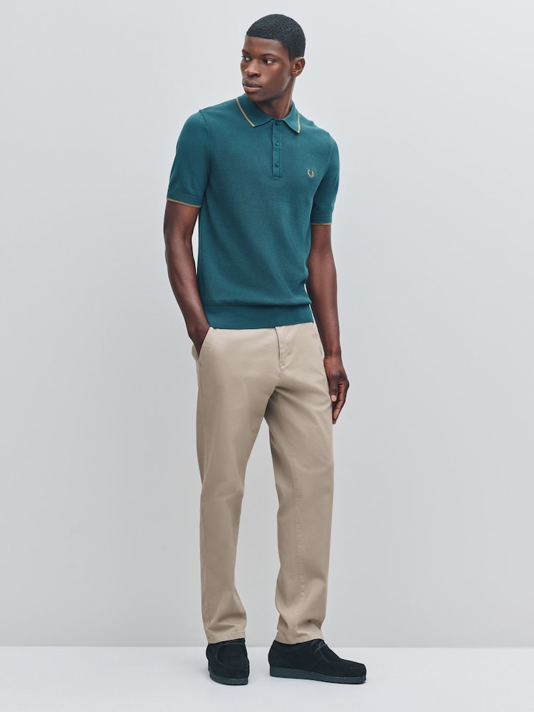 Fred Perry Blue Pique Stitch Knitted Shirt - Image 2 of 5