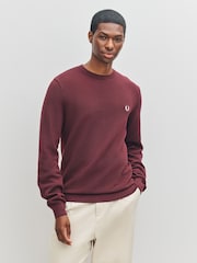 Fred Perry Red Pique Stitch Jumper - Image 1 of 7