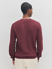 Fred Perry Red Pique Stitch Jumper - Image 3 of 7