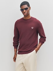 Fred Perry Red Pique Stitch Jumper - Image 4 of 7