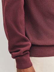 Fred Perry Red Pique Stitch Jumper - Image 6 of 7