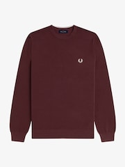 Fred Perry Red Pique Stitch Jumper - Image 7 of 7