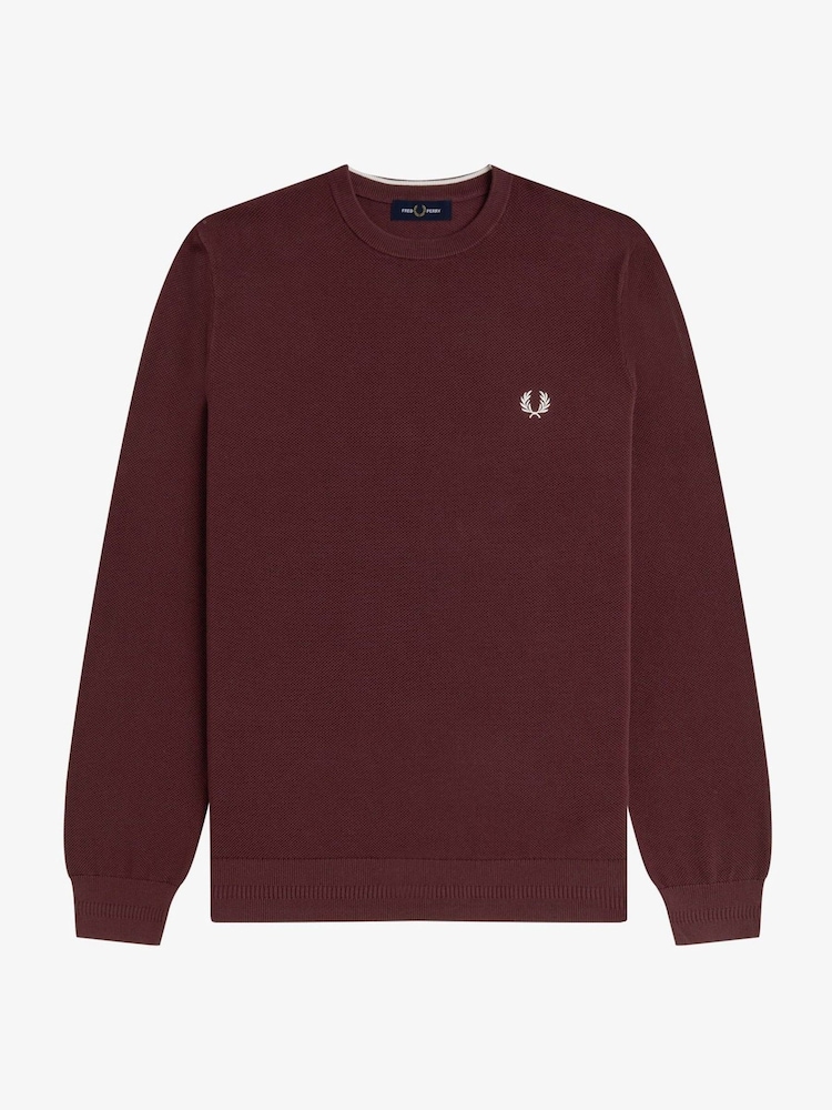 Fred Perry Red Pique Stitch Jumper - Image 7 of 7