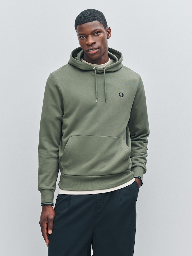 Fred Perry Green Tipped Hooded Sweatshirt - Image 1 of 6