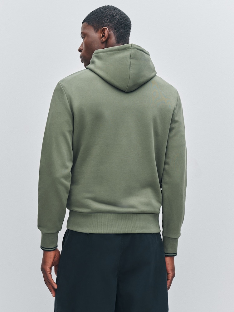 Fred Perry Green Tipped Hooded Sweatshirt - Image 2 of 6
