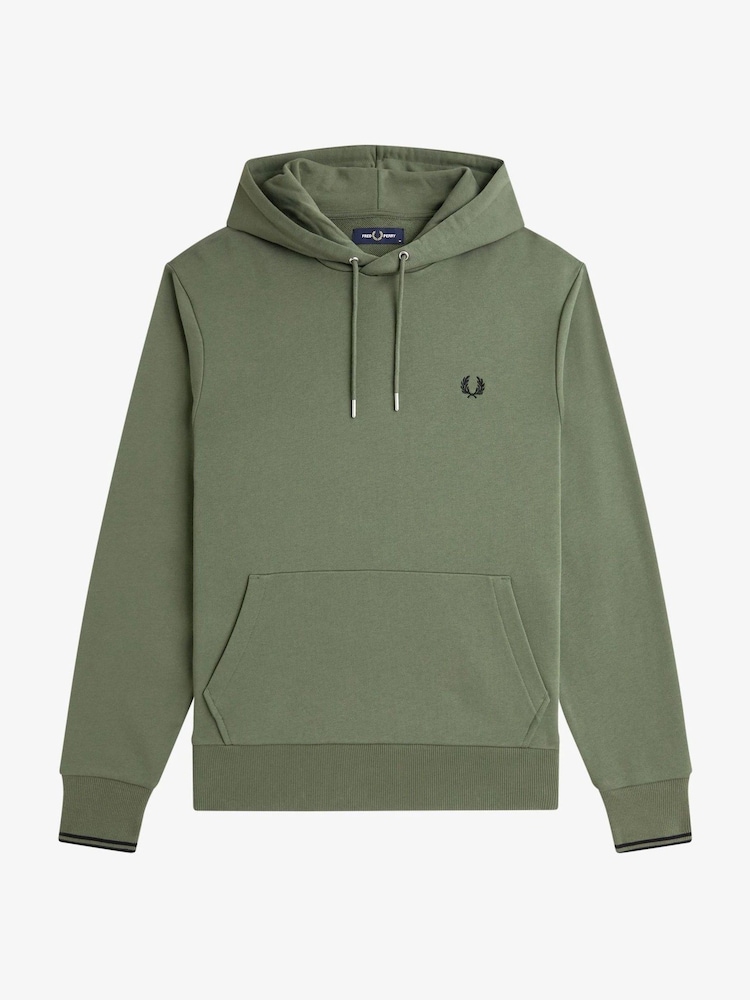 Fred Perry Green Tipped Hooded Sweatshirt - Image 6 of 6