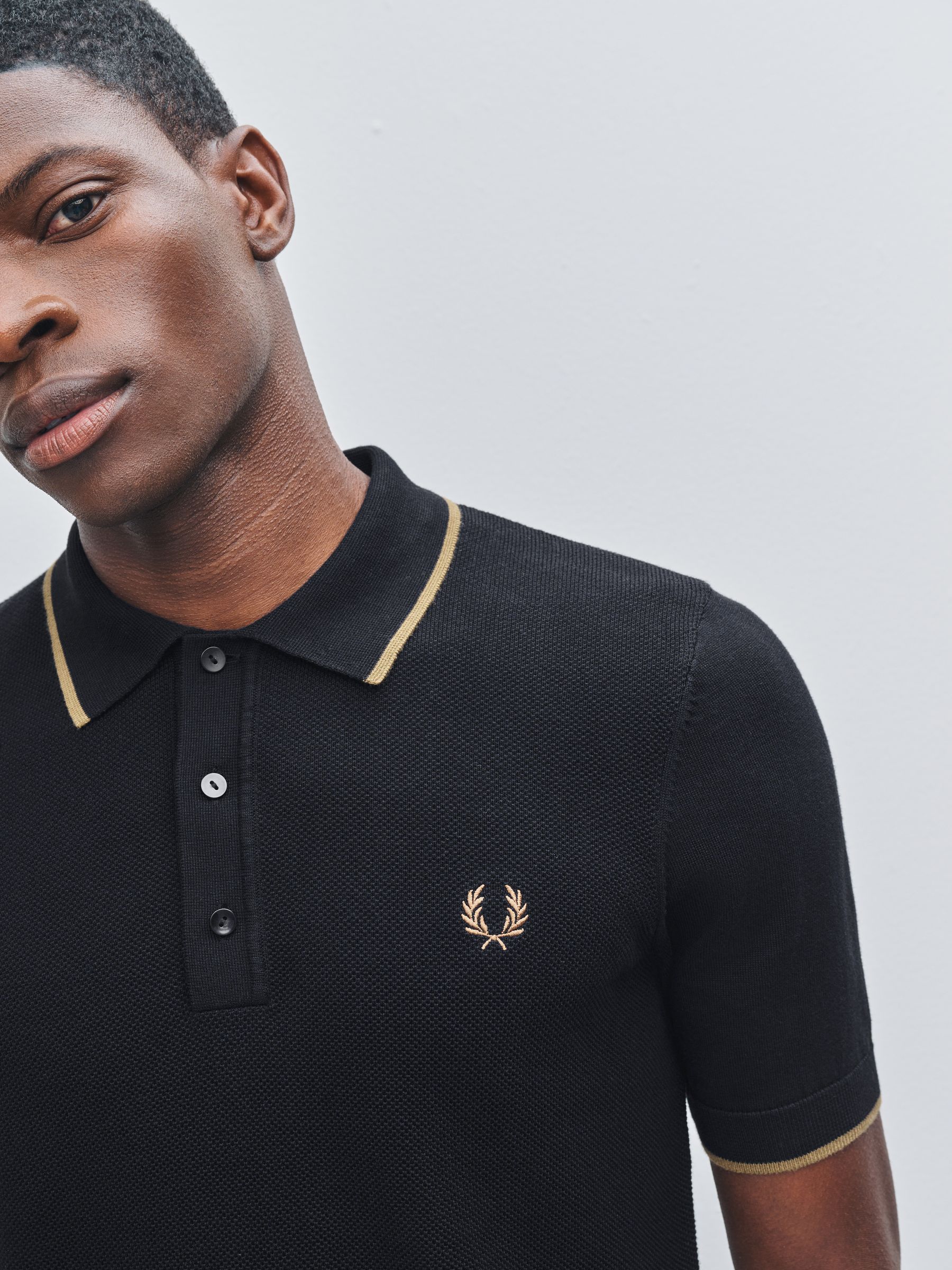 Buy Fred Perry Green Pique Stitch Knitted Shirt from Next USA