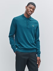 Fred Perry Blue Classic Knitted Shirt - Image 1 of 6