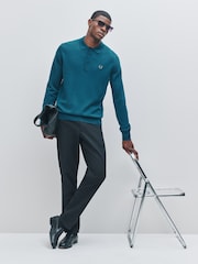 Fred Perry Blue Classic Knitted Shirt - Image 3 of 6