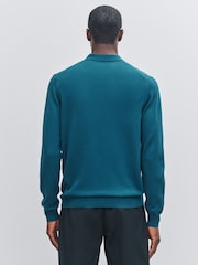 Fred Perry Blue Classic Knitted Shirt - Image 4 of 6