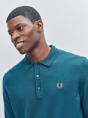 Fred Perry Blue Classic Knitted Shirt - Image 5 of 6