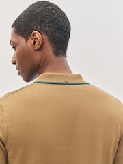 Fred Perry Brown Fred Perry Pique Stitch Knitted Brown  Polo Shirt - Image 5 of 7