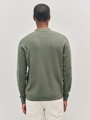 Fred Perry Green Button Through Knitted Shirt - Image 3 of 5