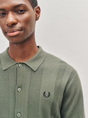 Fred Perry Green Button Through Knitted Shirt - Image 4 of 5