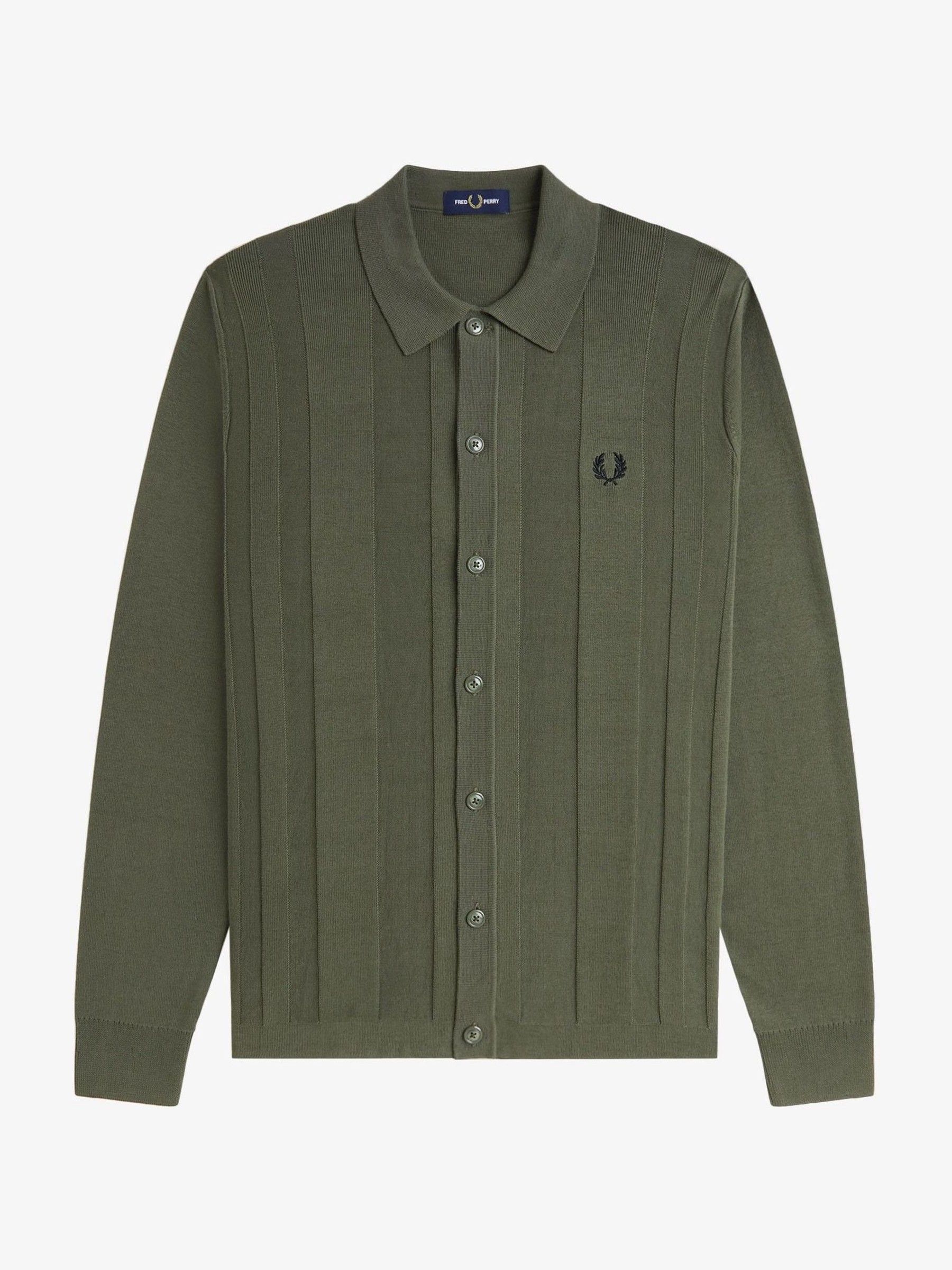 【FRED PERRY】Textured Front Knitted Shirt Tonic Waffle Knitted Shirt - Oxblood | Men's Knitwear | Jumpers