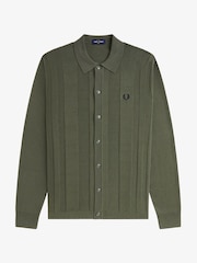 Fred Perry Green Button Through Knitted Shirt - Image 5 of 5