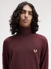 Fred Perry Red Red Roll Neck Jumper - Image 5 of 7