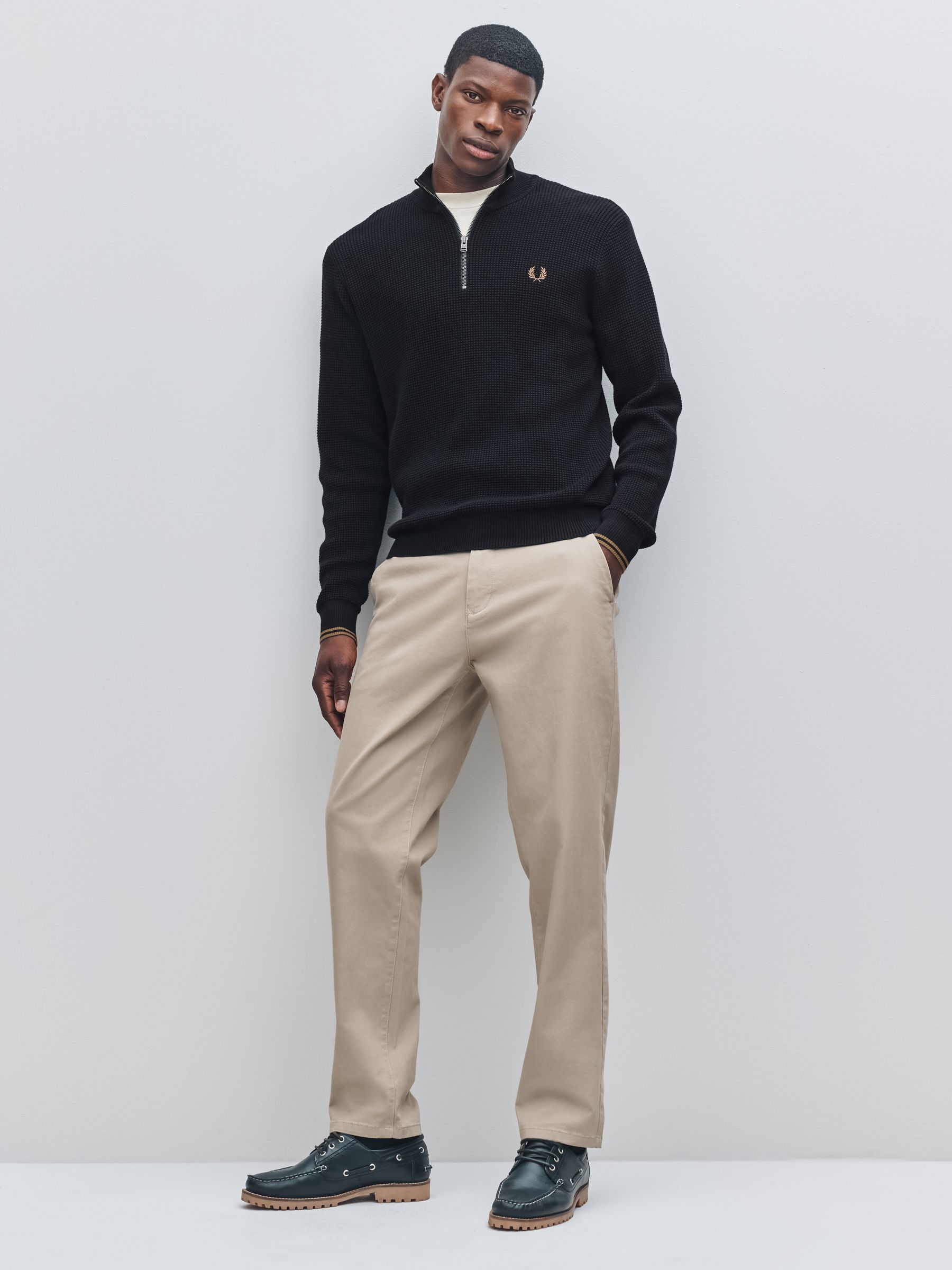 Buy Fred Perry Black Waffle Stitch Half Zip Jumper from Next USA