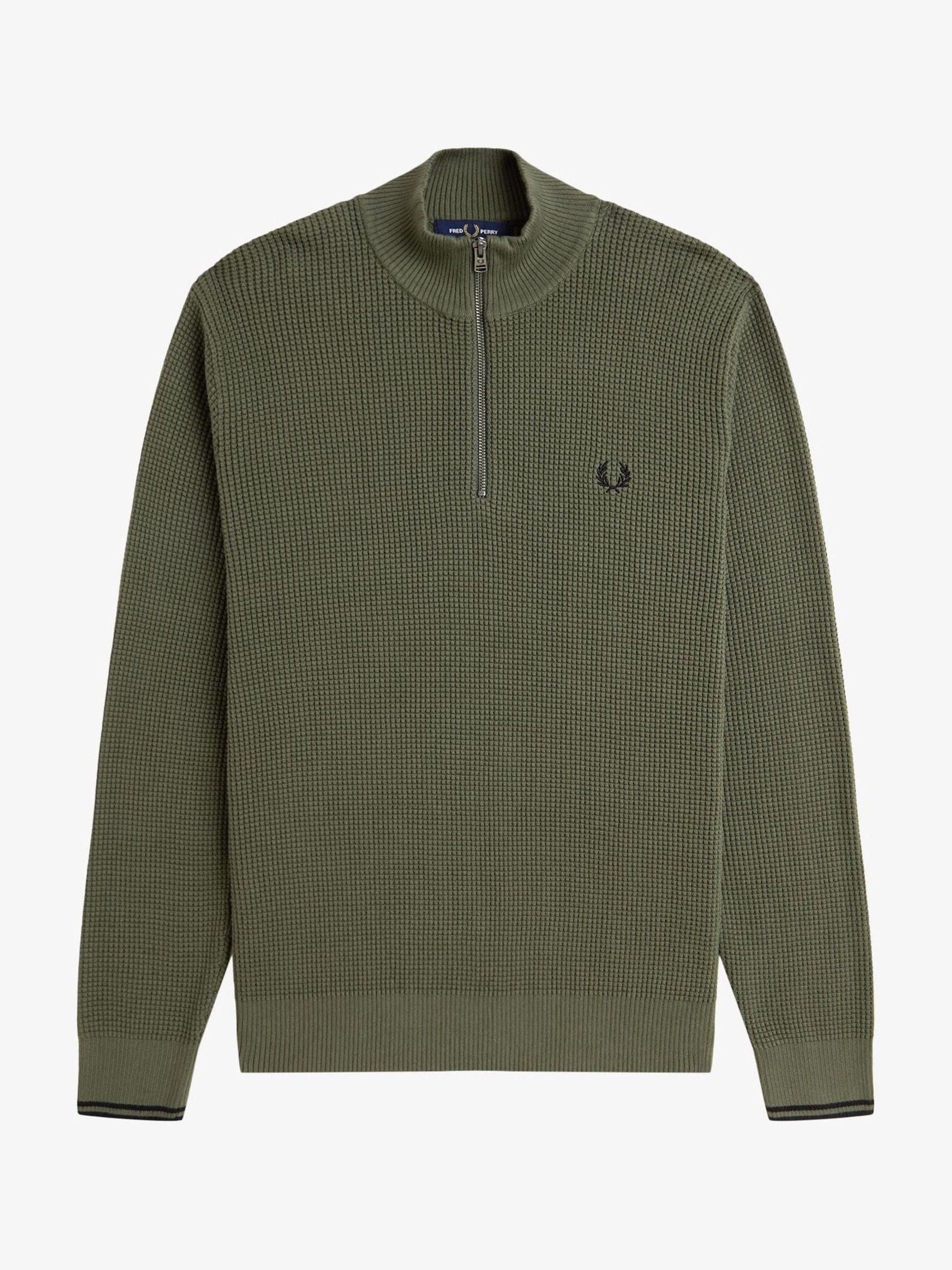Buy Fred Perry Green Waffle Stitch Half Zip Jumper from the Next