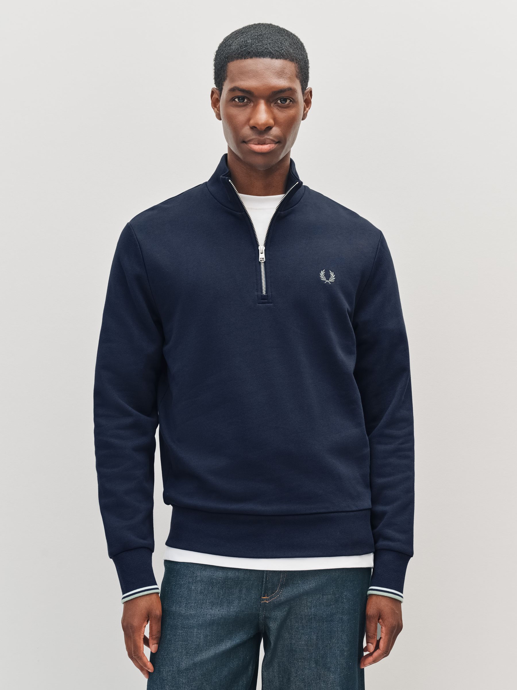 Buy Fred Perry Blue Half Zip Sweatshirt from Next USA