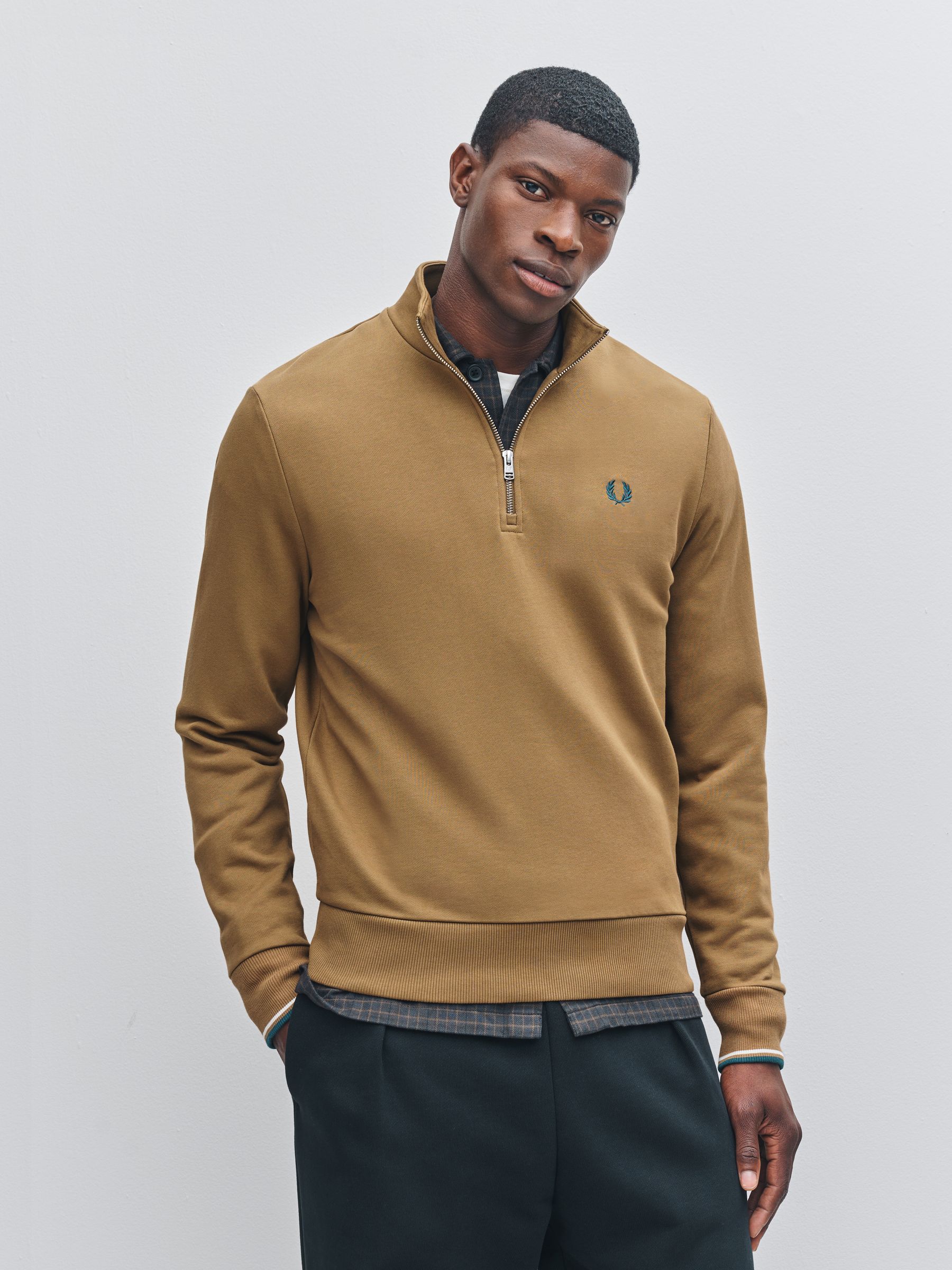 Buy Fred Perry Brown Half Zip Sweatshirt from Next Luxembourg