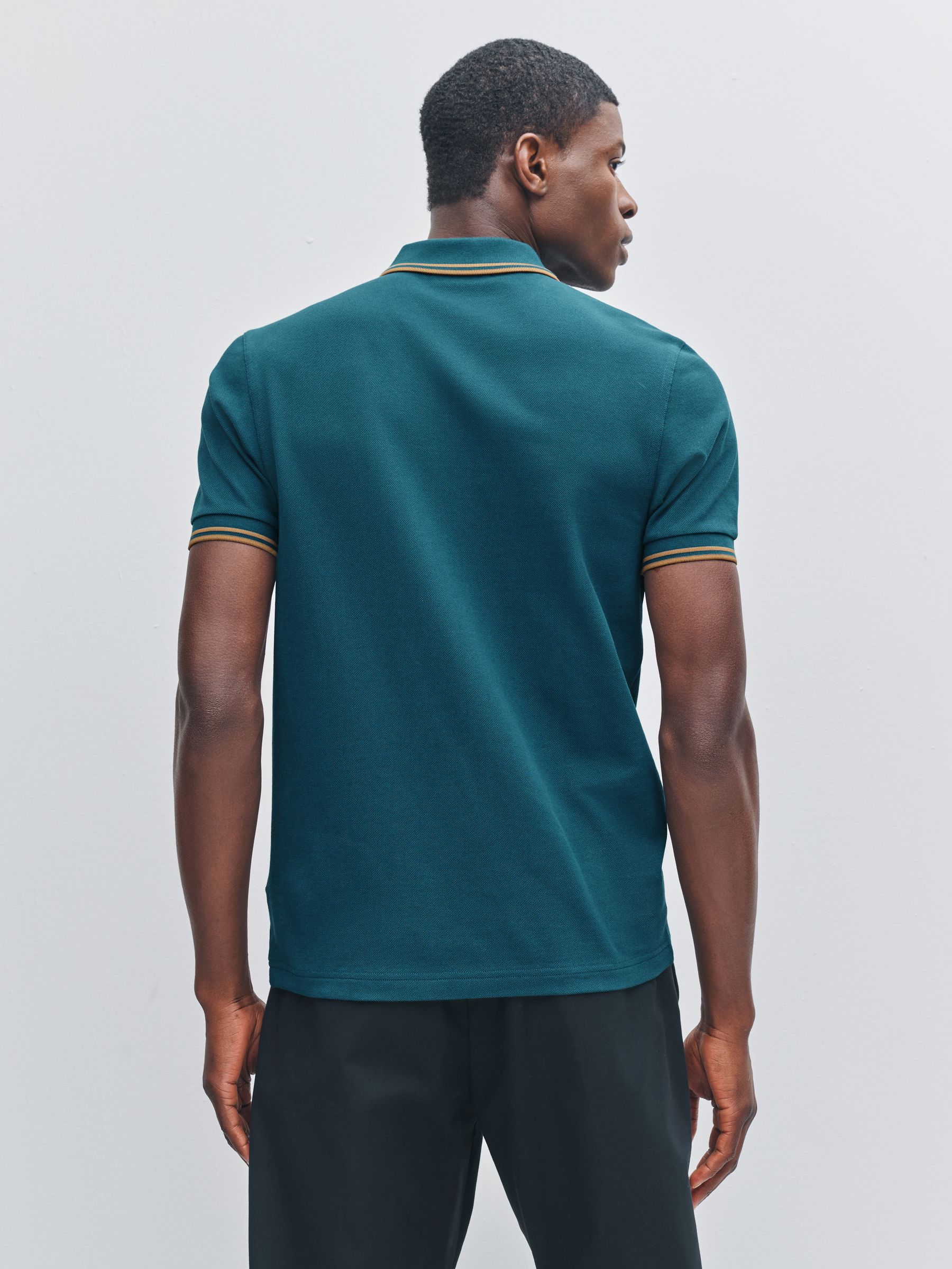 Buy Fred Perry Green/Blue Tipped Short Sleeve Polo Shirt from the