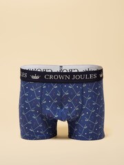 Joules Crown Joules Blue/Pink Pack of Three Cotton Jersey Boxer Shorts - Image 4 of 4